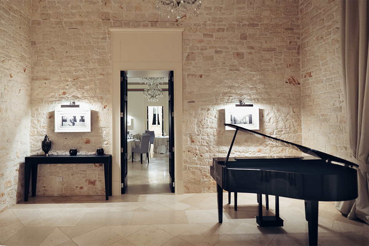 Grand piano in the historic Palazzo room.